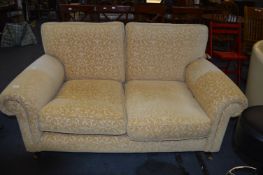 Two Seat Sofa with Pale Gold Upholstery