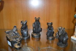 Five Bronze Effect Mouse Figures