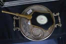 Silver Plated Tray, Dressing Table Mirror, Pen Kni