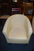 Cream Leather Tub Chair