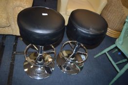 Pair of Chrome & Black Barstools