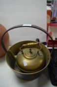 Victorian Brass Jam Pan and a Brass Kettle