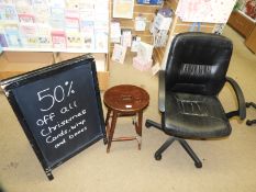 Chalkboard, Stool,and an Office Chair