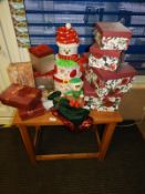 Oak Table Containing Assorted Christmas Gift Boxes