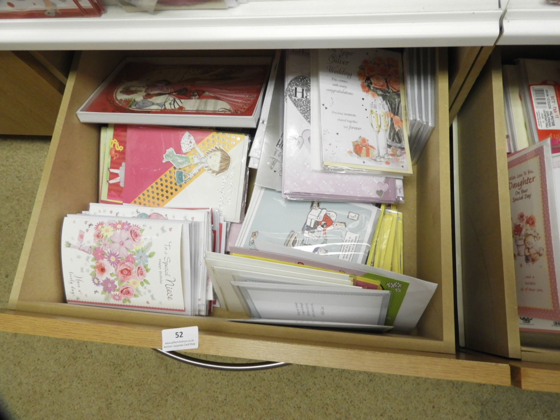 Contents of Drawer to Include Birthday Cards (Most