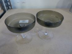 *Two Ribbed Glass Sundae Dishes