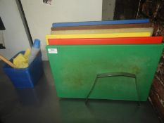 *Set of Coloured Polyethene Chopping Board in Rack