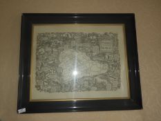 *Early Framed Printed Map - Historic Beverley