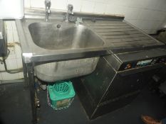 *Stainless Steel Commercial Sink Unit with Right Hand Drainer & Taps 120x60cm