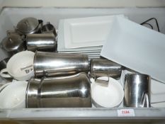 *Mixed Box of Cups, Stainless Steel Jugs, Serving Dishes, etc.