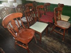 *Ten Assorted Hardwood Dining Chairs