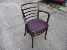 * set of 12 bentwood armchairs, maroon pads, good quality / condition