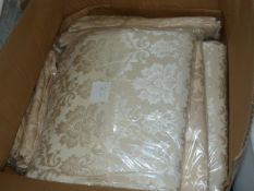 *11 Ivory Brocade, 7 White Crushed Taffeta 120" Round and 13 Stone Polycotton 60x60" Tablecloths