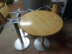 *Five Single Pedestal Wood Effect Table 79cm Diameter