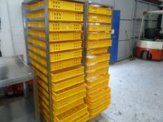 * St Steel single bakery shelving complete with trays (1800H x 520W x 770D) includes 15 bakery