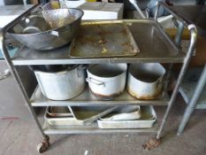 *Trolley with Quantity of Pots, Baking Trays, etc.