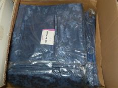 *7 Ivory & 11 Navy Brocade 120" Round Tablecloths