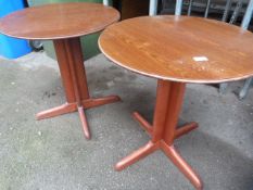 *Two Single Pedestal Wooden Side Tables