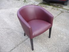 * SET OF 4 maroon leatherette tub chairs, good quality/condition