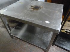 *Small Stainless Steel Table with Shelf 77x61x61cm