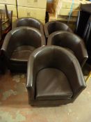 *Five Leather Effect Tub Chairs