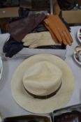 Box of Leather Gloves and a Panama Hat