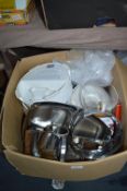 Large Box of Kitchenware, Serving Dishes, etc.