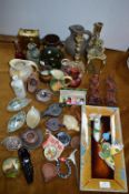 Decorative Items, Pottery, Glass, Oil Lamps, etc.