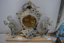 Ornate Classical Clock on Marble Base