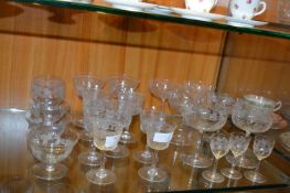 Etched Glassware, Sherry Glass, Champagne Flutes,