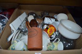 Large Box of Kitchenware, Serving Bowls, Utensils,