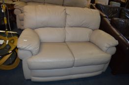 Cream Leather Two Seat Sofa