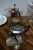 Plated Ware plus Brass Tilley Lamp etc.