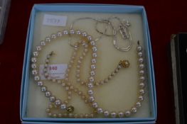 Silver Pendant and Chain plus Pearl Necklace