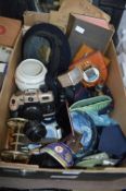 Box of Collectables Including Navy Plaque, Cap, Ca