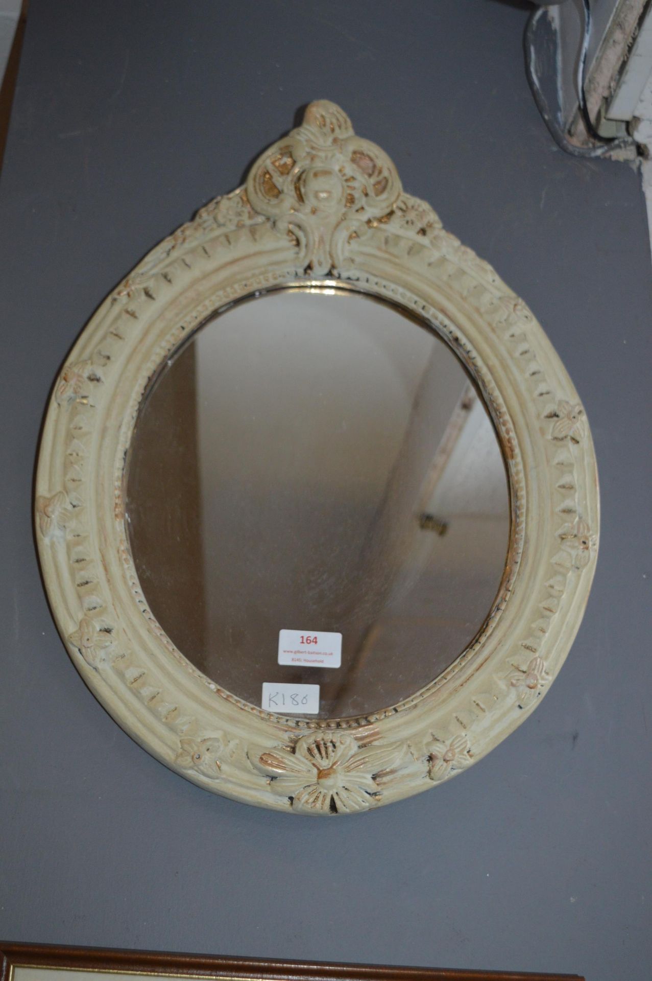 Cream & Gilt Oval Wall Mirror