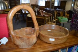 Wooden Fruit Bowl and a Basket