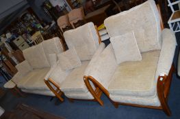 Oatmeal Upholstered Three Piece Suite