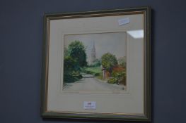 Framed Original Watercolour - Warter Church by Bly