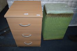 Three Drawer Bedside Cabinet and Lloyd Loom Style