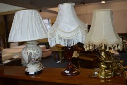 Three Table Lamps with Shades