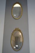 Pair of Gilt Framed Oval Wall Mirrors