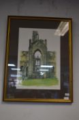 Signed Print of Kirkstall Abbey by Edna Lumb 1980