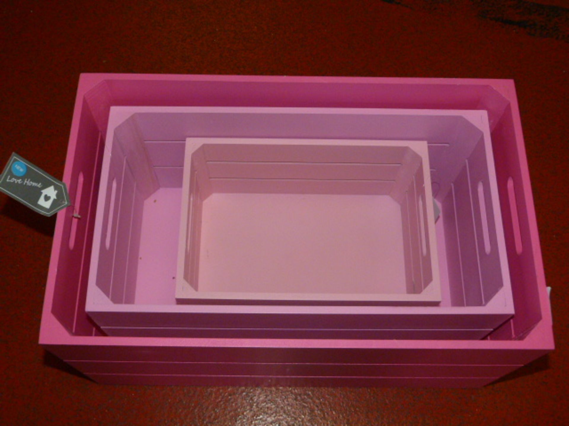 Set of Three Pink Crates