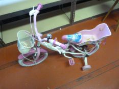 *Child's Pink Princess Bicycle with Doll Seat