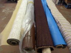 *Five Small Rolls of Leatherette & Various Upholstery Cloth