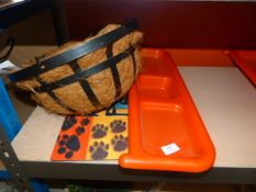 *Red Tray, Dog Mat and a Hanging Plant Pot