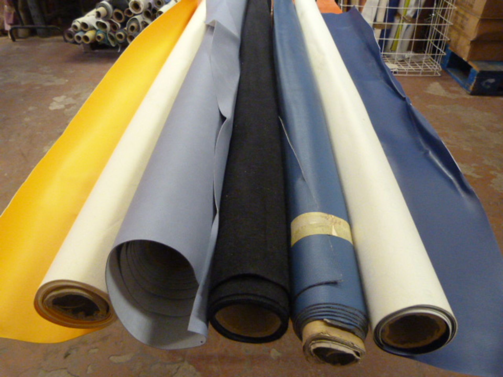 *Five Small Rolls of Leatherette & Various Upholstery Cloth