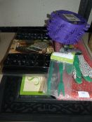 *Red Tray, Gardening Gloves, Seed & Plant Growing Kit, Purple Sweet Pea and Bean Ring