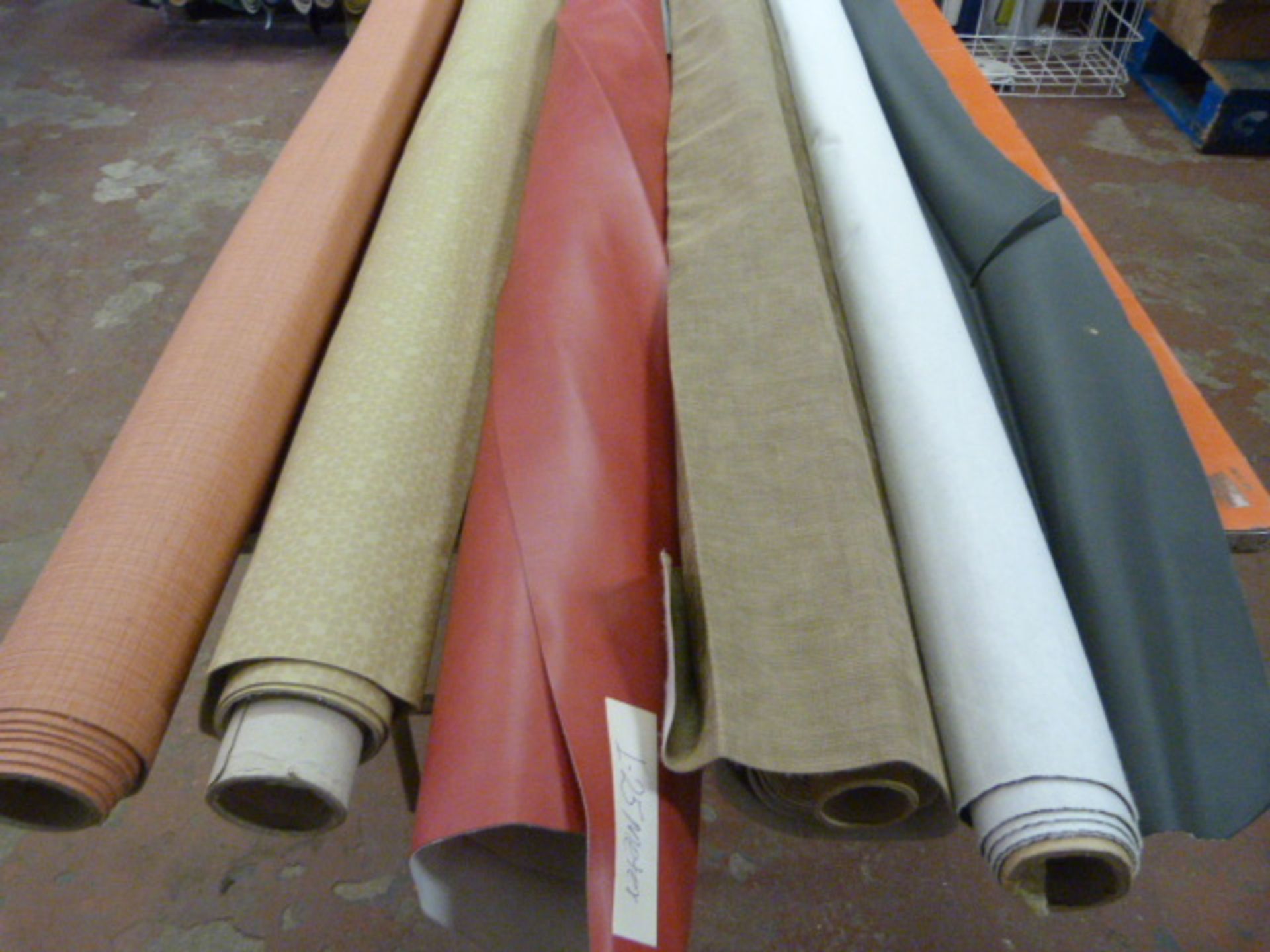 *Five Small Rolls of Leatherette & Various Upholstery Cloth